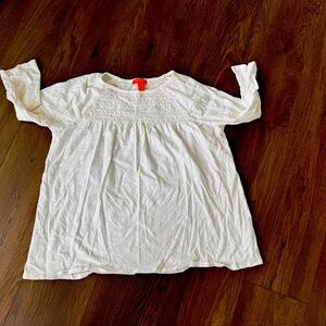 Smocked bright white Joe Fresh long sleeve cotton tshirt